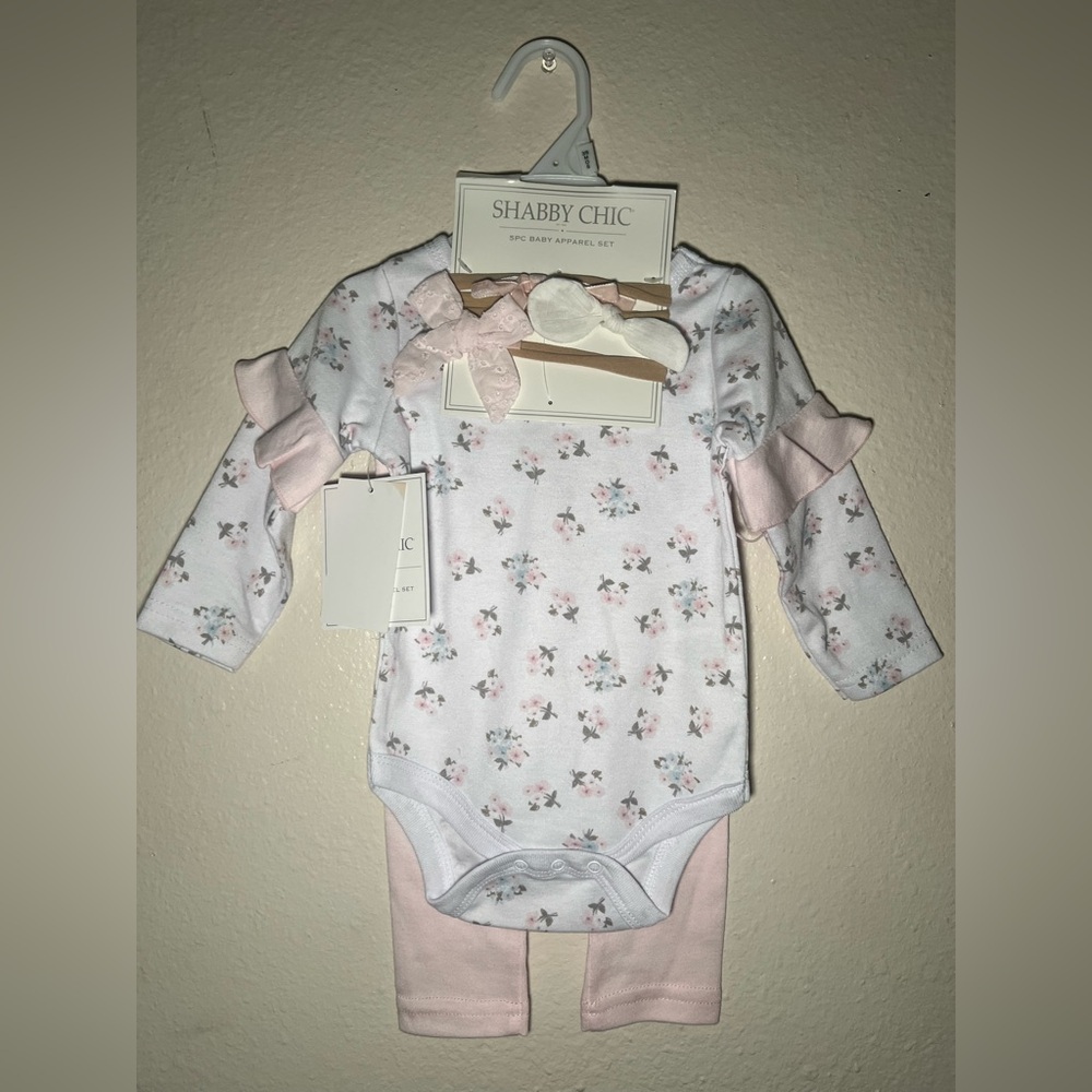 Shabby Chic Pink and White Baby Outfit